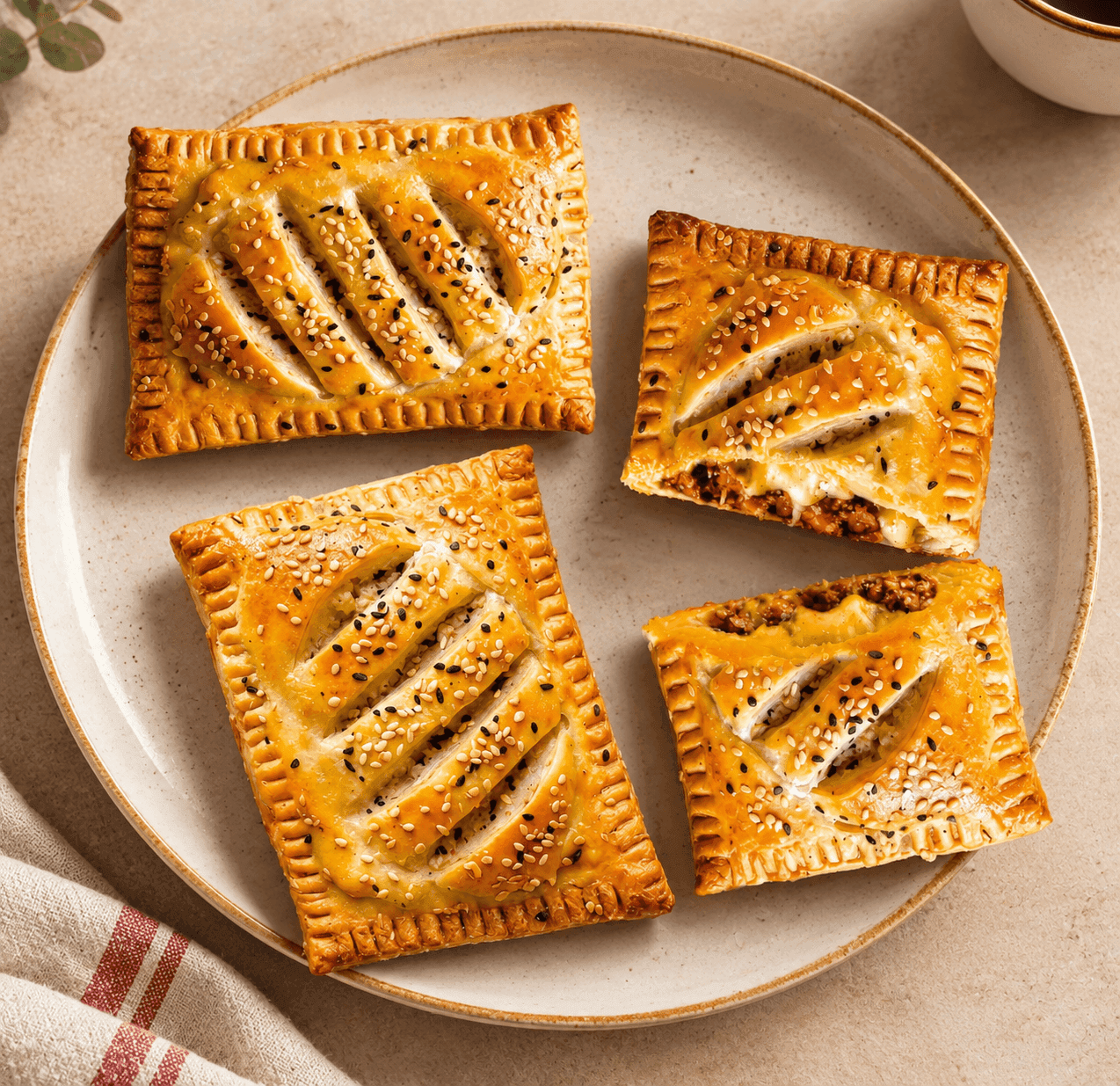 Chaussons feuilletés à la viande hachée & fromage